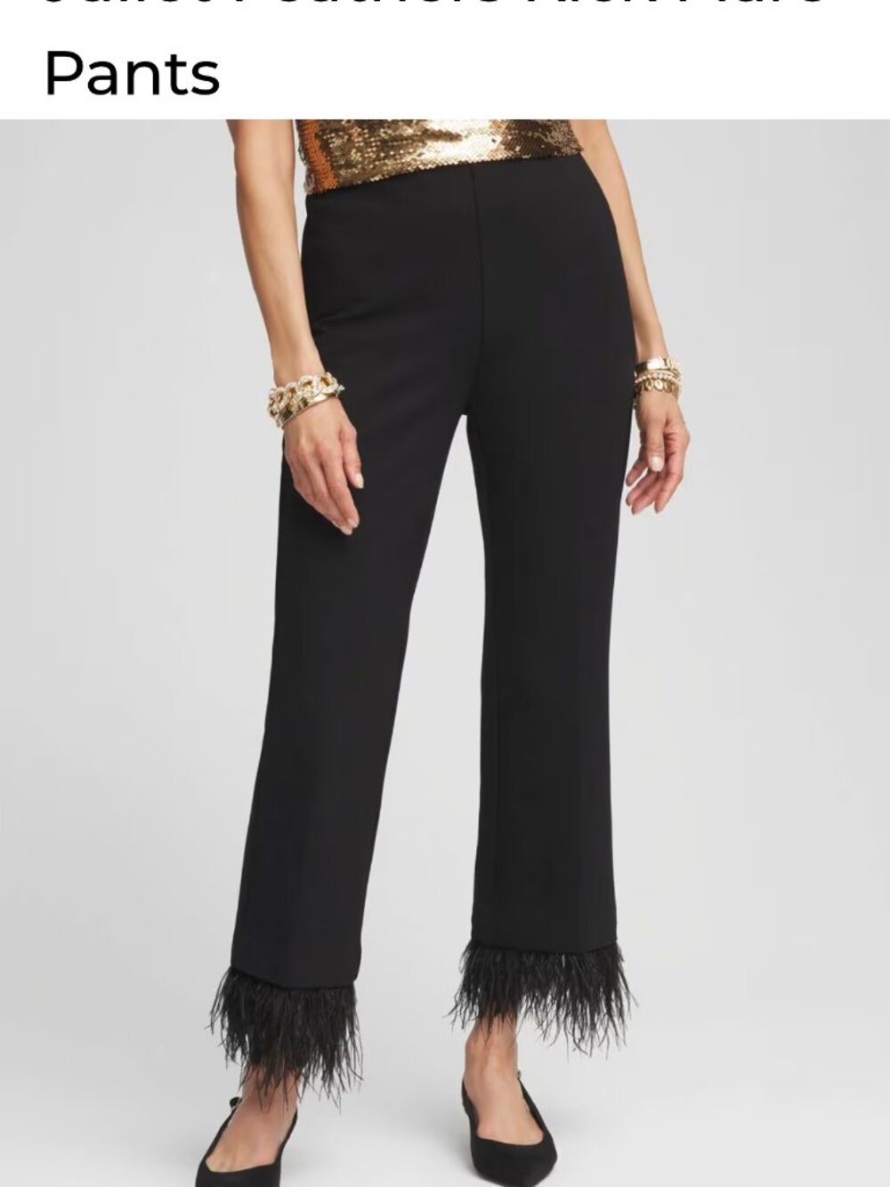 Chico's Black Feather-Hem Cropped Pants